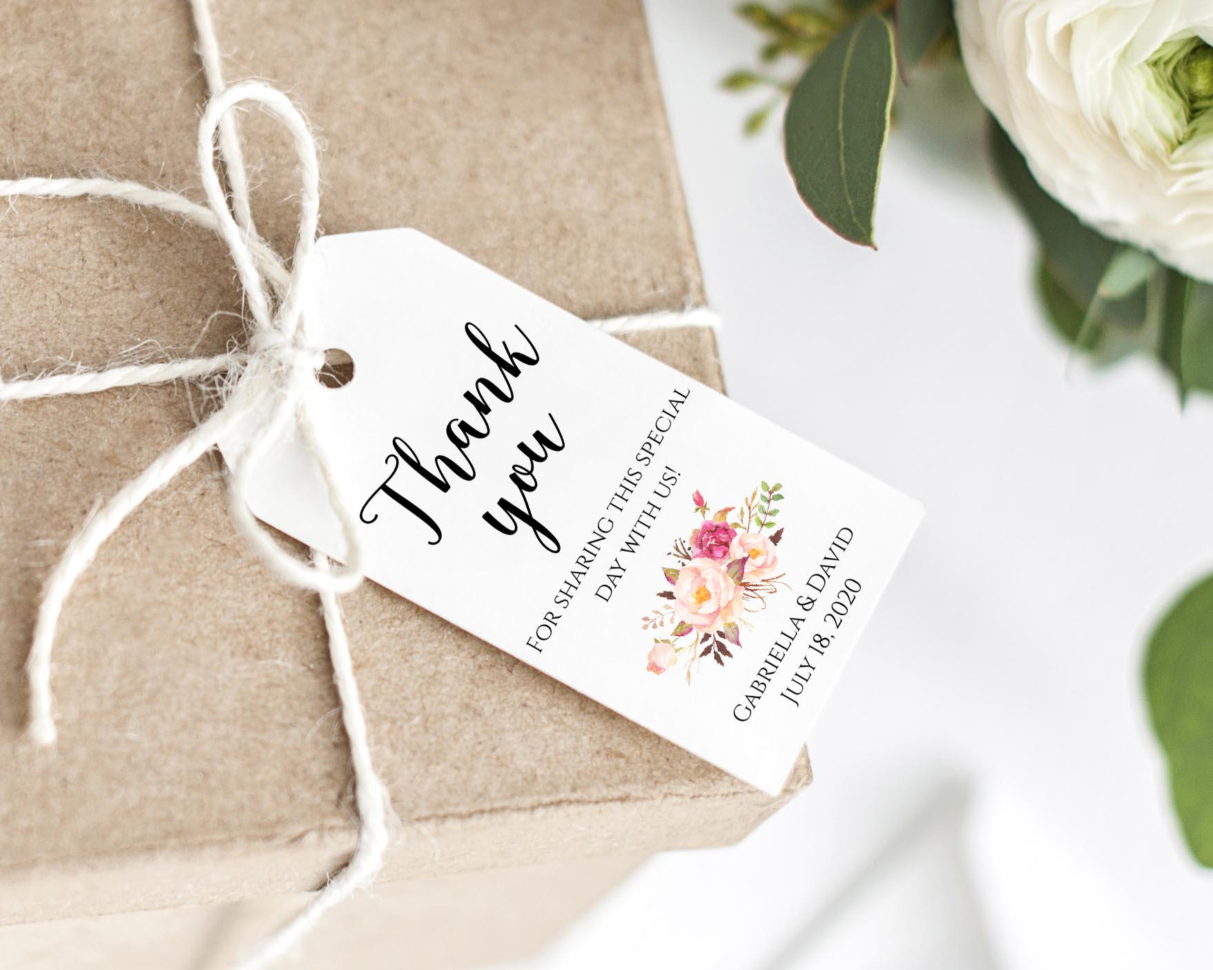 Wedding Thank You Tag Printable Thank YouTag Favor Tag | Etsy