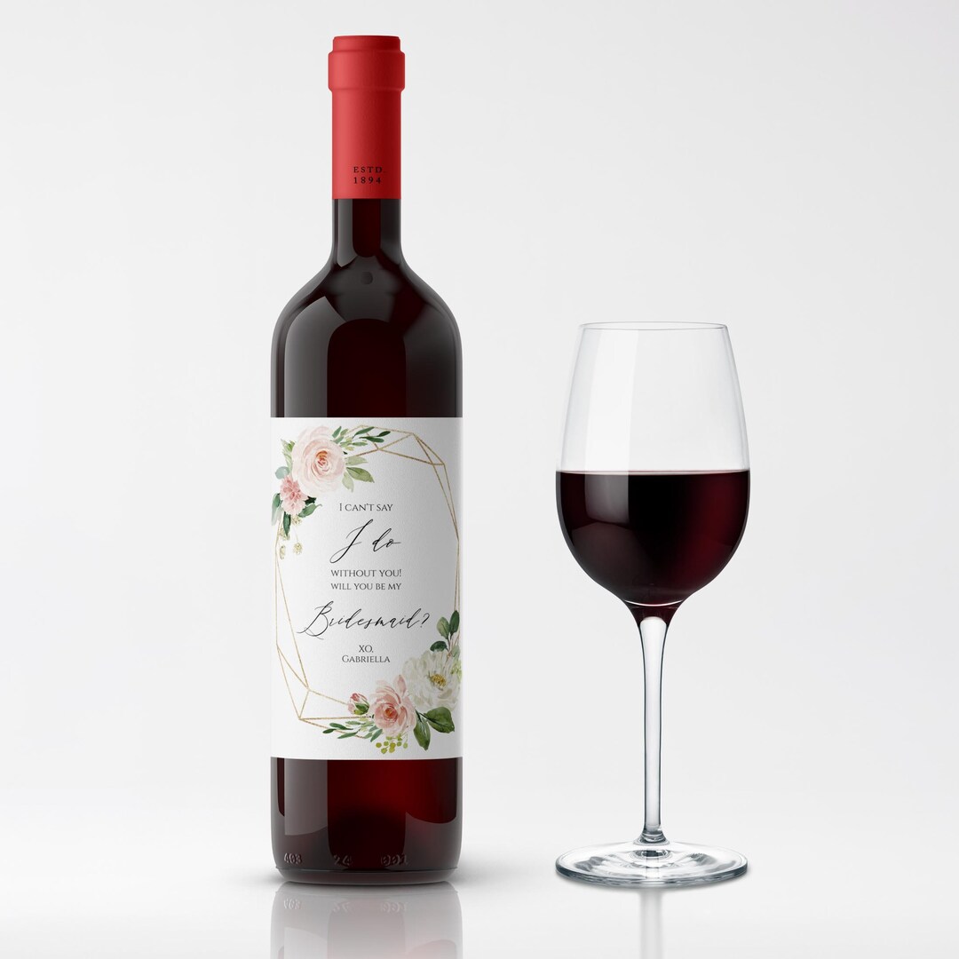 Bridesmaid Proposal Wine Label, Instant Download, Printable Bridesmaid ...