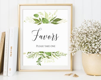 Favors Sign, Wedding Favors Sign, Bridal Shower Sign, Favors Printable, Favors Print, Wedding Favors Decor, Favor Sign, Greenery Favors, C8