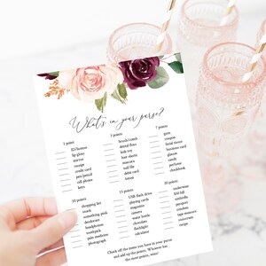 Printable Bridal Shower Game, What&#39;s In Your Purse, Editable Wedding Shower Game, Couples Shower Activity, Instant Download, Teplett, C29