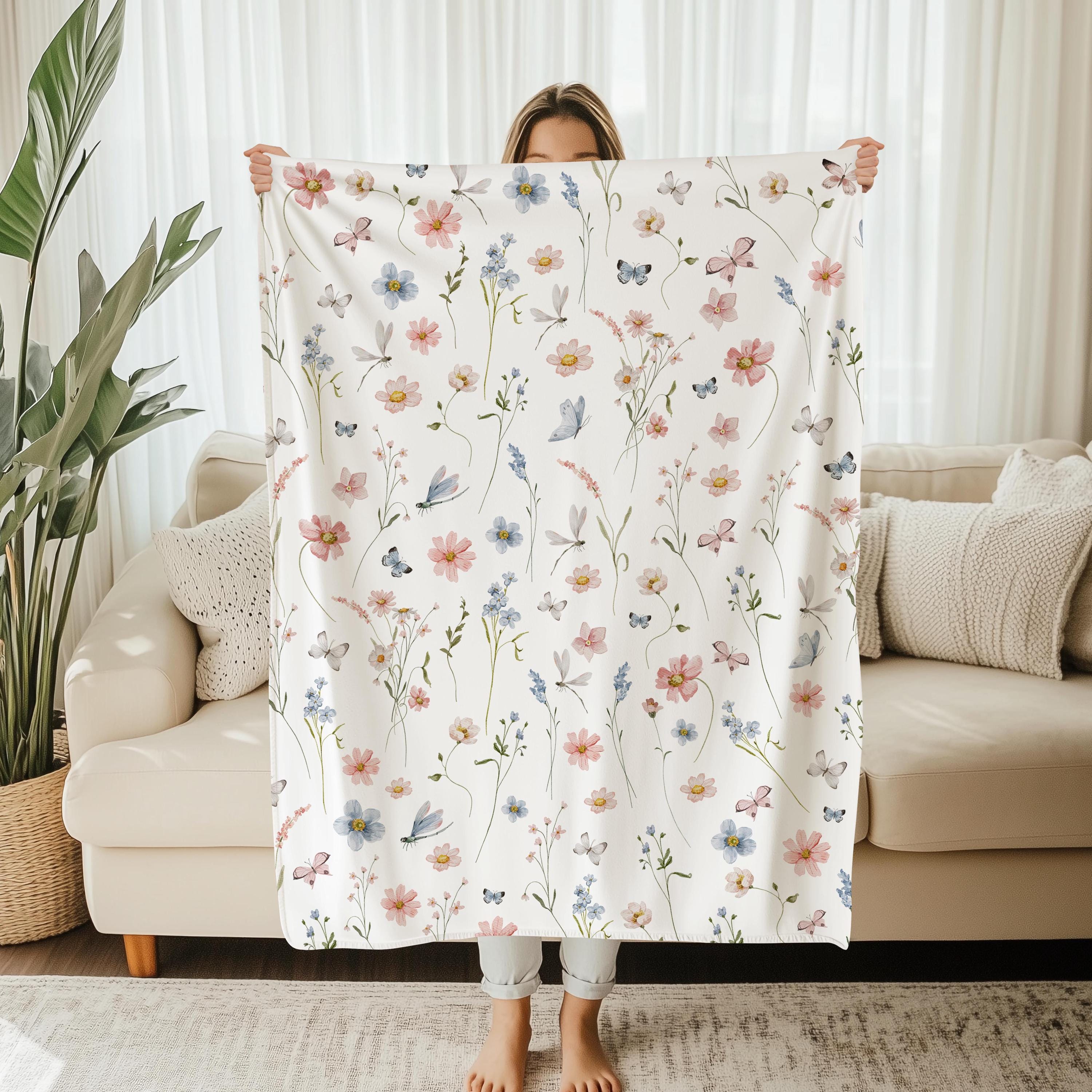 Personalized Baby Blanket Minky Throw Nursery Decor Pink Butterfly Blanket Custom Name Baby Gift Shower Present Newborn Girl Pastel Blue B2