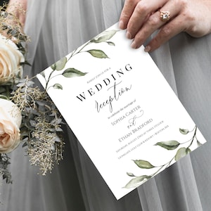 Greenery Wedding Reception Invitation Template, 100% Editable Text, Printable Reception Only, Foliage Reception Party Invites, Templett, C41