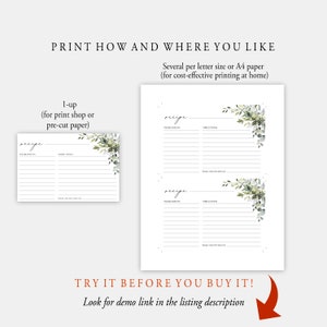 Editable Recipe Card Template, Instant Download, Greenery Recipe Card, Bridal Shower Recipe Insert, Recipe Cards Printable, Templett, C12 image 4