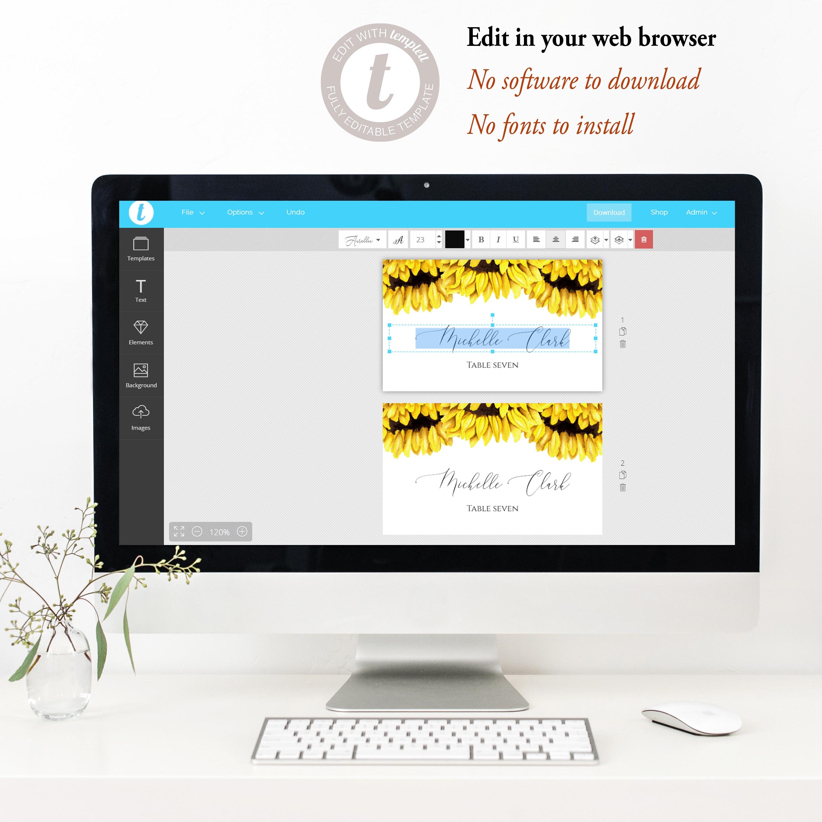 Sunflower Place Cards Printable Place Cards Wedding Editable - Etsy