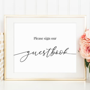 Please Sign Our Guestbook Sign, Printable Wedding Guestbook Sign, Minimalist Wedding Decor, Simple Guestbook Sign, Modern Guestbook Sign C65