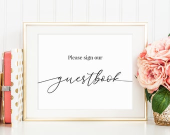 Please Sign Our Guestbook Sign, Printable Wedding Guestbook Sign, Minimalist Wedding Decor, Simple Guestbook Sign, Modern Guestbook Sign C65
