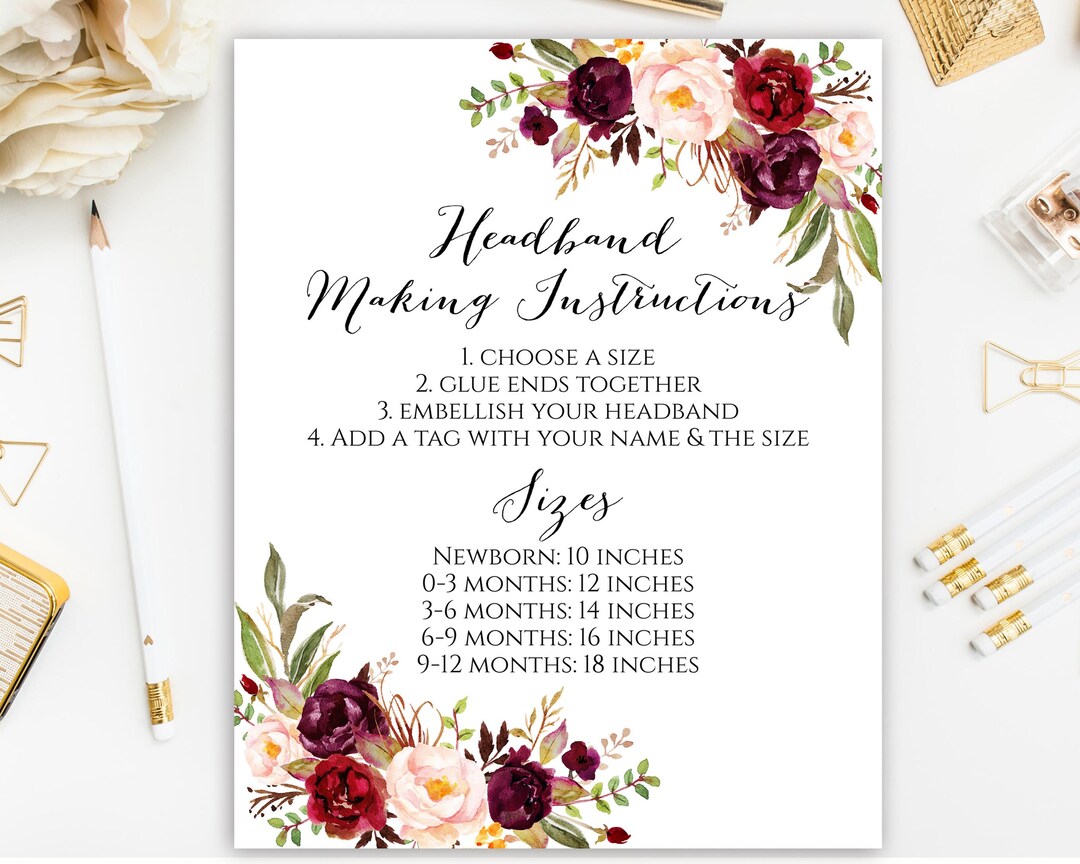 Headband Making Station Sign, Headband Making Instructions, Headband ...