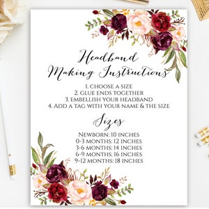 Headband Making Station Sign, Headband Making Instructions, Headband ...