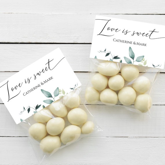 Eucalyptus Favor Bag Topper Template Download, Editable Treat Bag Toppers, Printable Wedding Favors, Greenery Love Is Sweet, Templett, C31