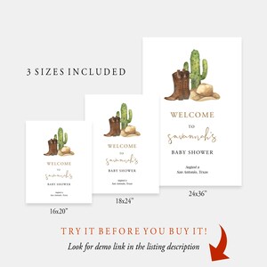 Cowboy Baby Shower Welcome Sign Template, Editable Wild West Welcome ...