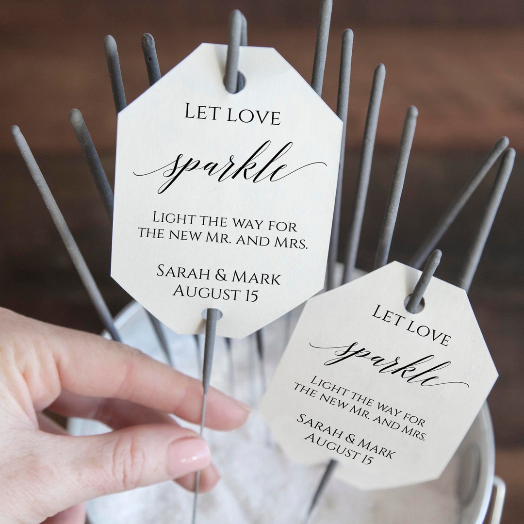 Editable Let Love Sparkle Tags, Instant Download, Sparkler Holder Tags ...