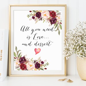Dessert Table Sign, Dessert Table Decor, Dessert Sign, Dessert Bar Sign, Wedding Dessert Table Print, Dessert Table Printable, Marsala Signs