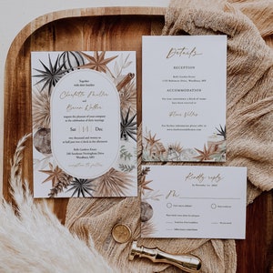 Christmas Wedding Invitation Suite Template Boho Winter Wedding Invitation Set Holiday Wedding Invite Kit Xmas Wedding Card DIY Templett C99