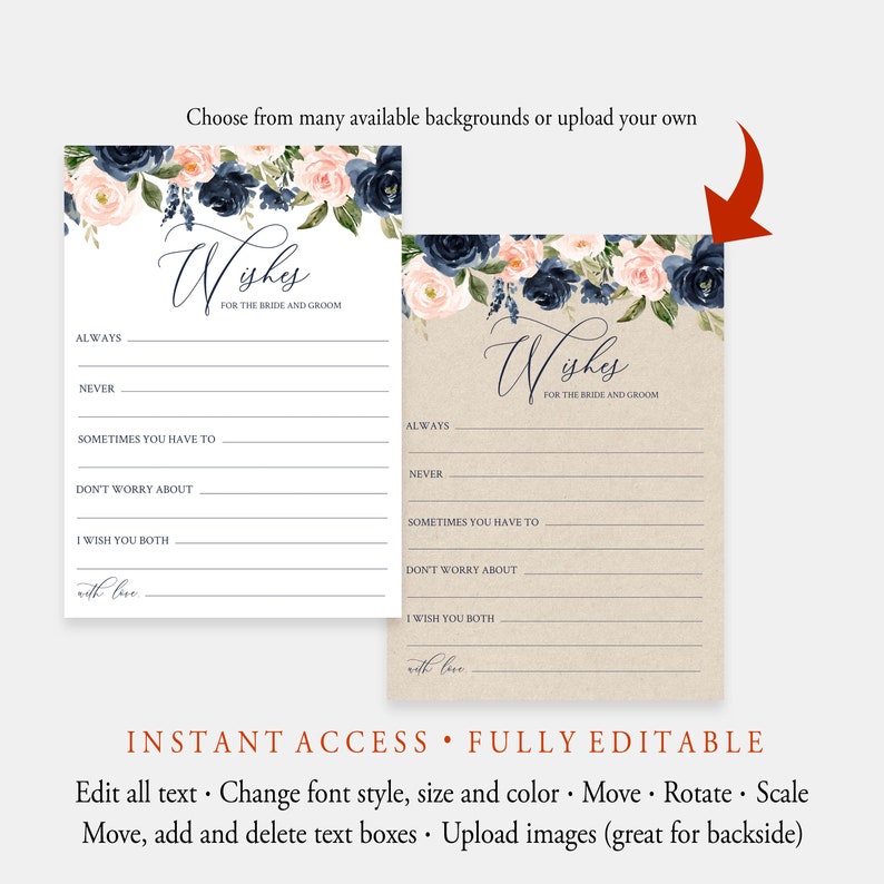 Editable Wishes for the Bride and Groom Printable Wedding Etsy Ireland