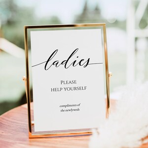 Modern Ladies Bathroom Sign Simple Ladies Room Sign Minimalist Wedding Bathroom Sign Editable Complimentary Toiletries Sign Templett, C82