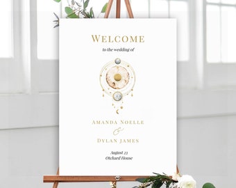 Boho Universe Wedding Welcome Sign Template, Editable Celestial Welcome Sign Poster, Printable Galaxy Welcome Poster, Planets, Templett, C77