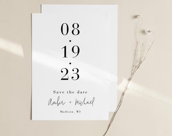 Minimalist Save The Date Template, Modern Save The Date Cards, Clean Save Our Date Printable, Simple Save The Day, Instant Download Templett