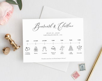 Wedding Timeline Template Download, Printable Wedding Timeline, Wedding Day Timeline, Wedding Itinerary, Order Of Events, Templett, C16