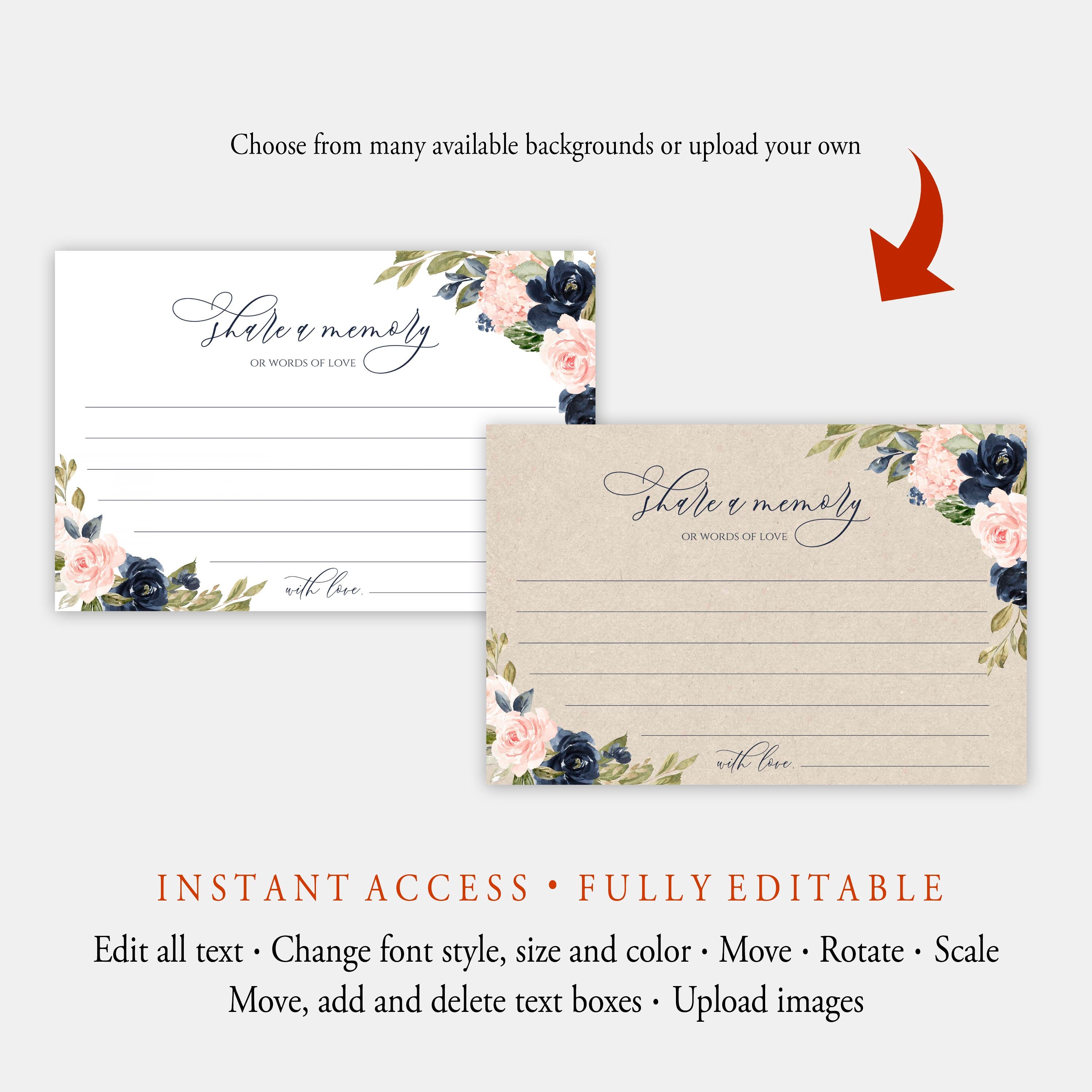 Editable Share A Memory Card Share A Memory Printable Share | Etsy