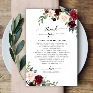 Tarjeta de agradecimiento editable, nota de agradecimiento, carta de agradecimiento imprimible, agradecimiento de boda, agradecimiento con caligrafía, agradecimiento floral, Templett C6
