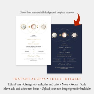 Celestial Wedding Invitation Template, Planets Wedding Invitation Suite, Editable Wedding Invite, Galaxy Invitation Set, Templett, C77 image 6