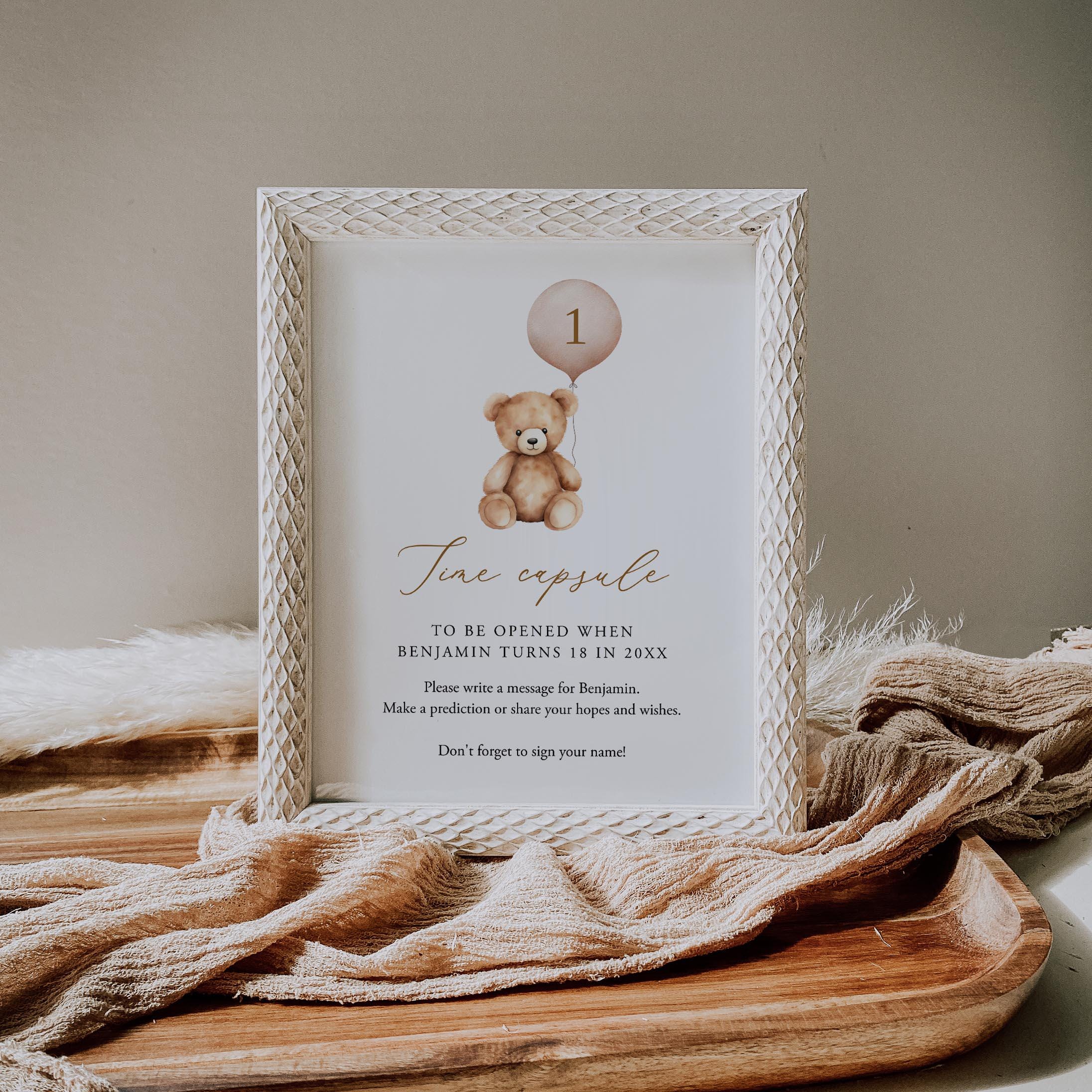 Bear First Birthday Time Capsule Teddy Bear Baby Shower Time Capsule ...