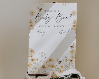 Bee Gender Guess Board Template Gender Reveal Voting Sign Editable What Will Baby Bee Poster He Or She Sign Guess The Gender Templett, C108