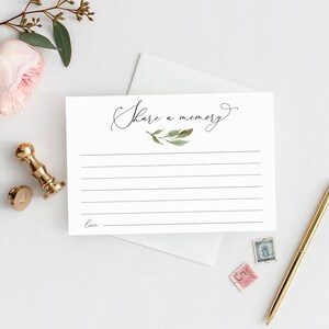 Bewerkbare Share A Memory-kaart, groen Share A Memory Afdrukbaar, gebladerte Share A Memory-sjabloon, Share A Memory-verjaardag, Templett