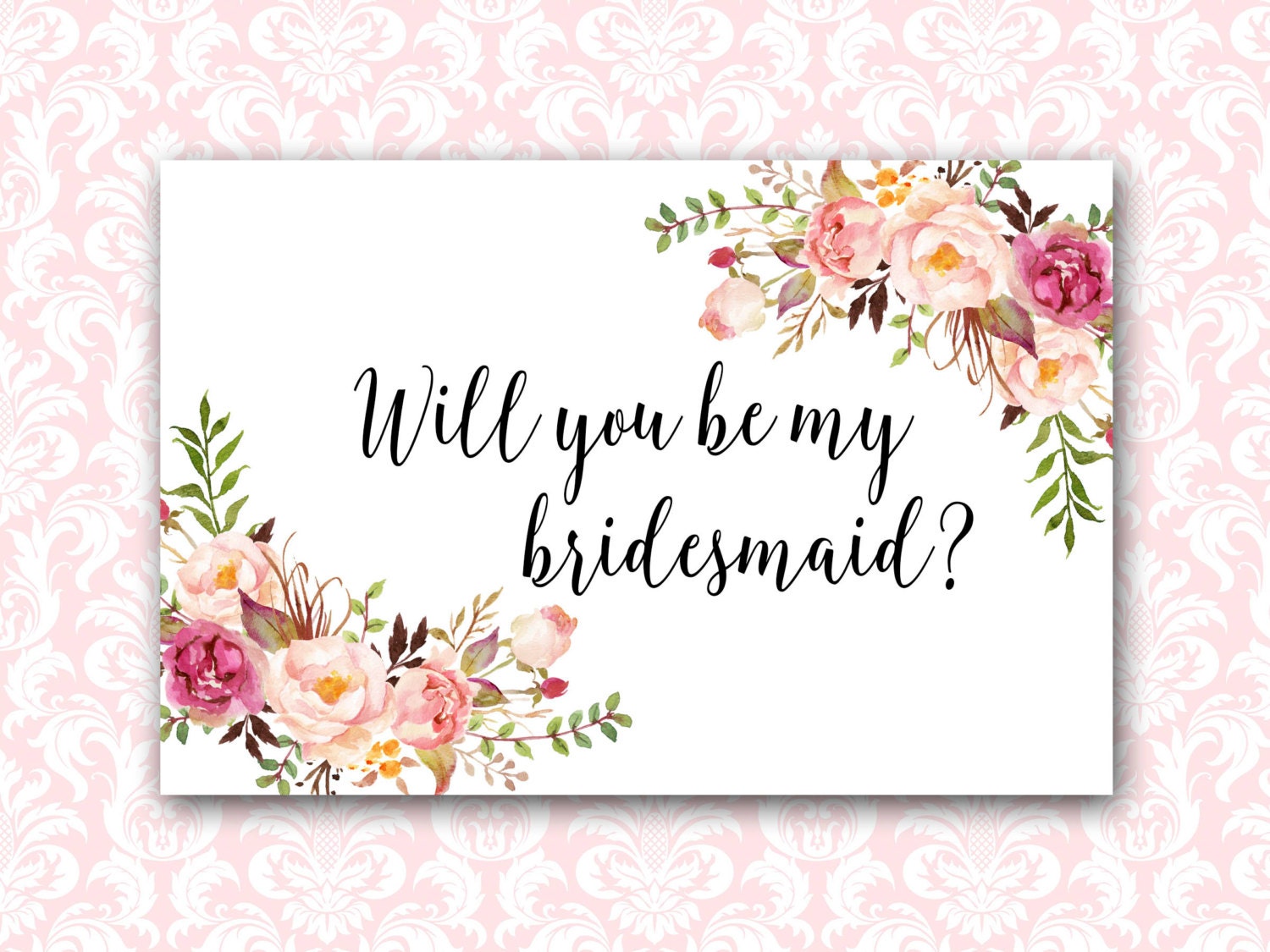 Will You Be My Bridesmaid Printable Bridesmaid Card  Etsy Pertaining To Will You Be My Bridesmaid Card Template