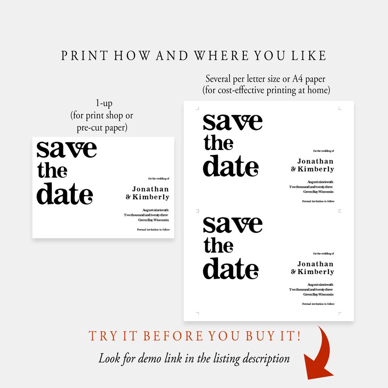 Editable Save The Date Template Download, Vintage Save The Date Cards, Printable Save Our Date Simple, Minimalist Save The Day, Templett image 4