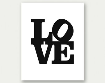 Love Sign, Philadelphia Love Sign, Typography Poster, Word Art, Love Printable, Love Print, Love Art Print, Black And White Decor, Love Art