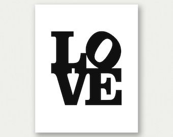 Love Sign, Philadelphia Love Sign, Typography Poster, Word Art, Love Printable, Love Print, Love Art Print, Black And White Decor, Love Art