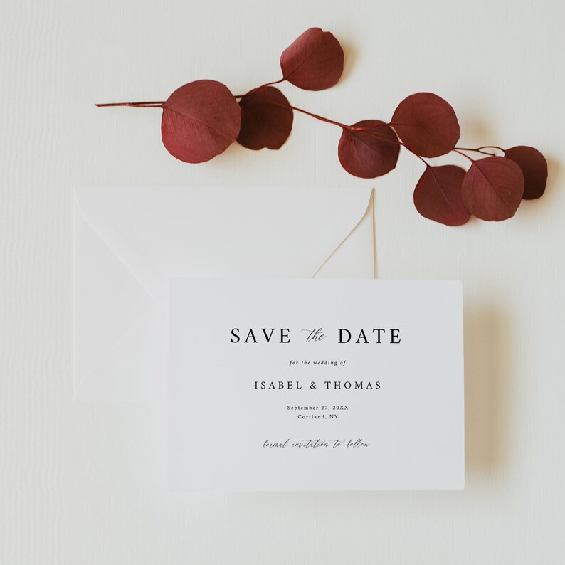 Save The Date Template Download, Entièrement modifiable, Formal Save The Date Cards Landscape, Classic Save The Date Template Printable Templett C89 image 7