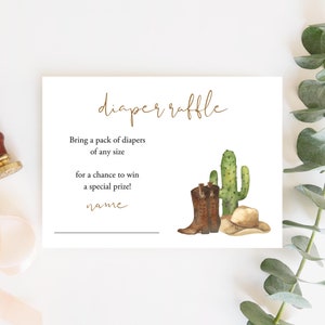 GEDRUKTE wilde westen luier loterij kaart invoegen cowboy luier loterij ticket rodeo luier loterij ticket jongen baby shower luier spel fysieke P86