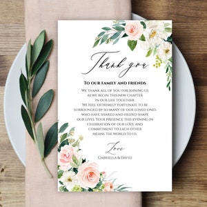 Tarjeta de agradecimiento de boda, totalmente editable, nota de agradecimiento, carta de agradecimiento imprimible, agradecimiento editable, agradecimiento con caligrafía, floral, C9