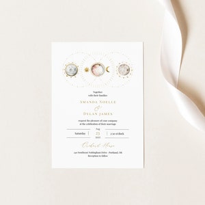 Celestial Wedding Invitation Template, Planets Wedding Invitation Suite, Editable Wedding Invite, Galaxy Invitation Set, Templett, C77 image 3