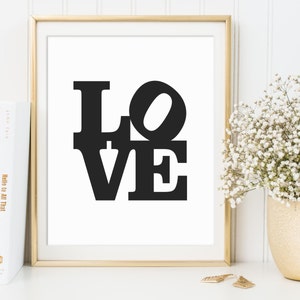 Love Sign, Philadelphia Love Sign, Typography Poster, Word Art, Love Printable, Love Print, Love Art Print, Black And White Decor, Love Art image 2