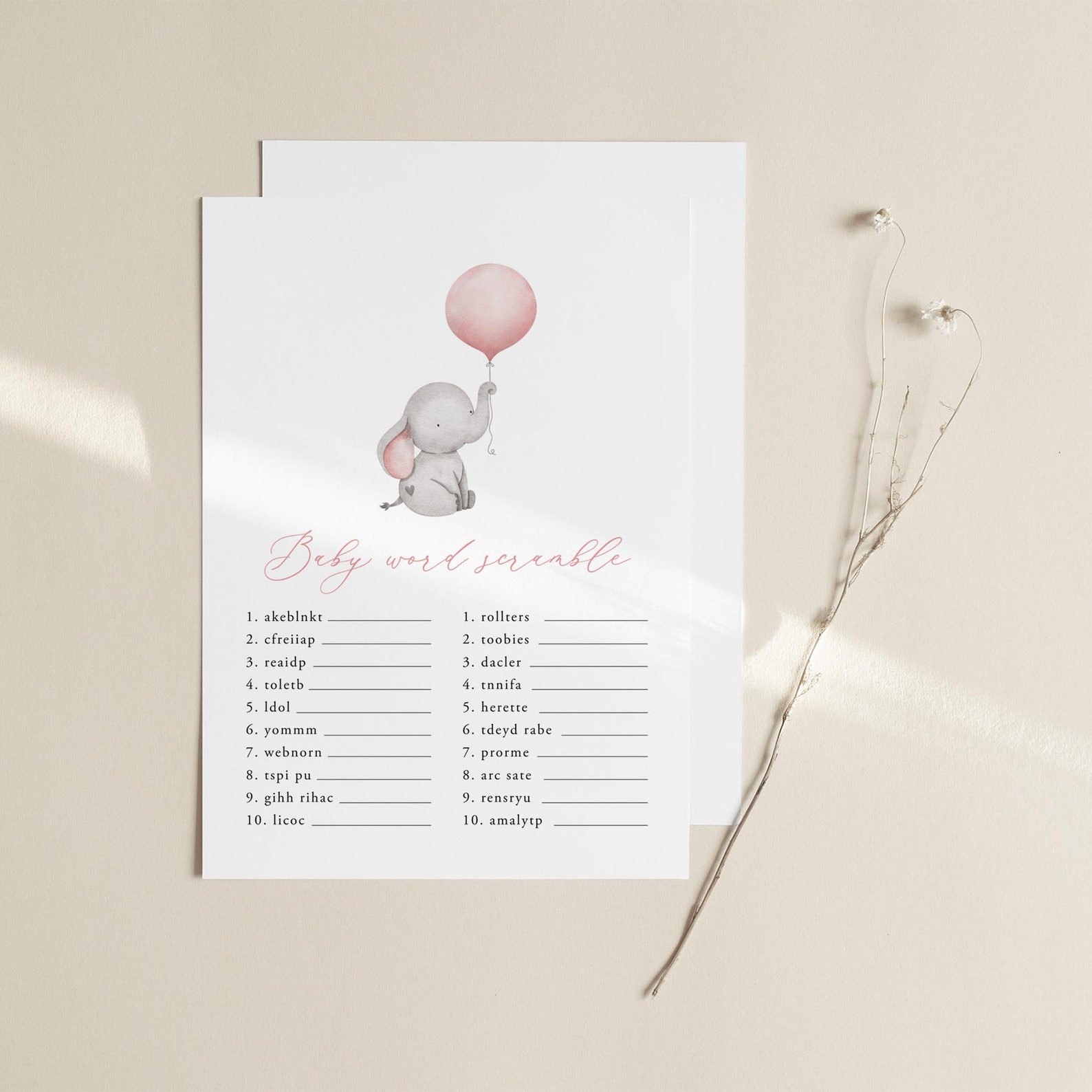 Baby Word Scramble Template Girl Baby Shower Game Printable - Etsy