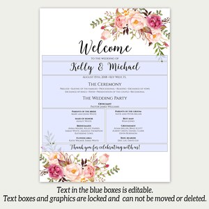 Wedding Program Poster, Large Wedding Program, Wedding Poster, Ceremony Program, Wedding Program Template, Instant Download, Editable, C1 image 3