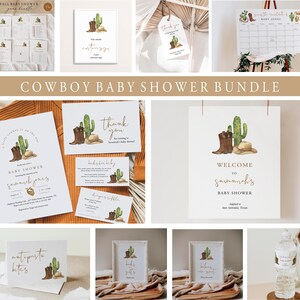 Cowboy Baby Shower Bundle Editable Wild West Template Bundle Rodeo Baby Sprinkle Template Kit Game Set Large Baby Shower Bundle Templett C86