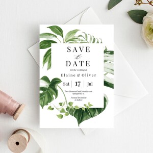 Tropical Save the Date Template, Instant Download, Editable Beach Save