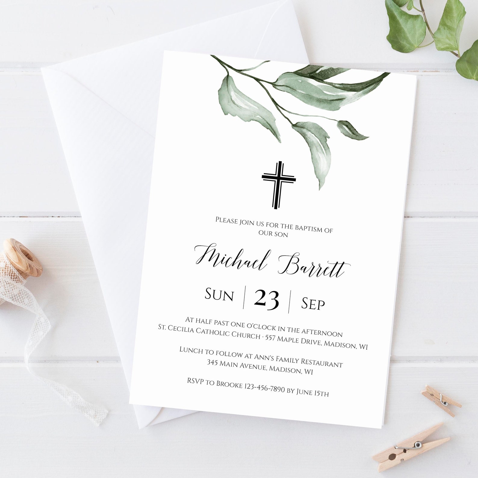 Printable Baptism Invitation Template Editable Boy Baptism - Etsy