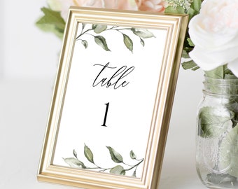 Foliage Wedding Table Number, Instant Download, Editable Table Numbers, Printable Table Number Cards, Table Card Template, Templett, C41