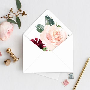Envelope Liners, Envelope Liner Printable, Floral Envelope Liner, Square Envelope Liner, Envelope Liner Template, A7, Triangle, Square, C6