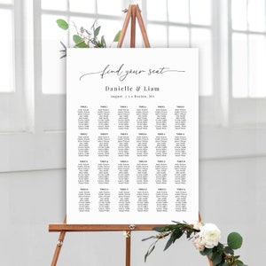 Minimalist Seating Chart Template, Modern Wedding Seating Board, Editable Seating Chart Poster, Modern Seating Plan, Templett, C65