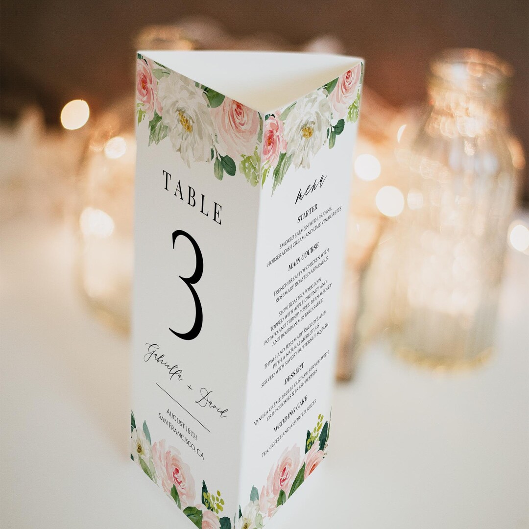 Boho Tri-fold Table Number Template, Editable Tri-fold Table Menu ...
