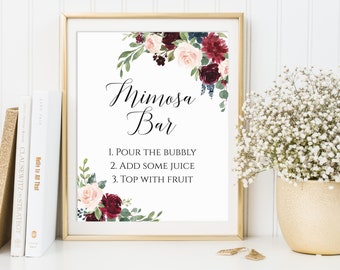 Mimosa Bar Sign, Mimosa Sign, Wedding Sign, Bridal Shower Sign, Bubbly Bar Sign, Wedding Bar Sign, Wedding Decor, Mimosa Bar Print, C6