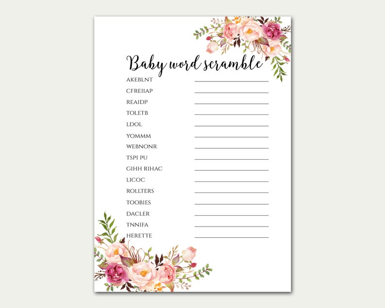 Baby Word Scramble, Baby Shower Game, Baby Word Scramble Printable, Word Scramble Game, Baby Shower Activities, Neutral Baby Shower Game, C1 image 2