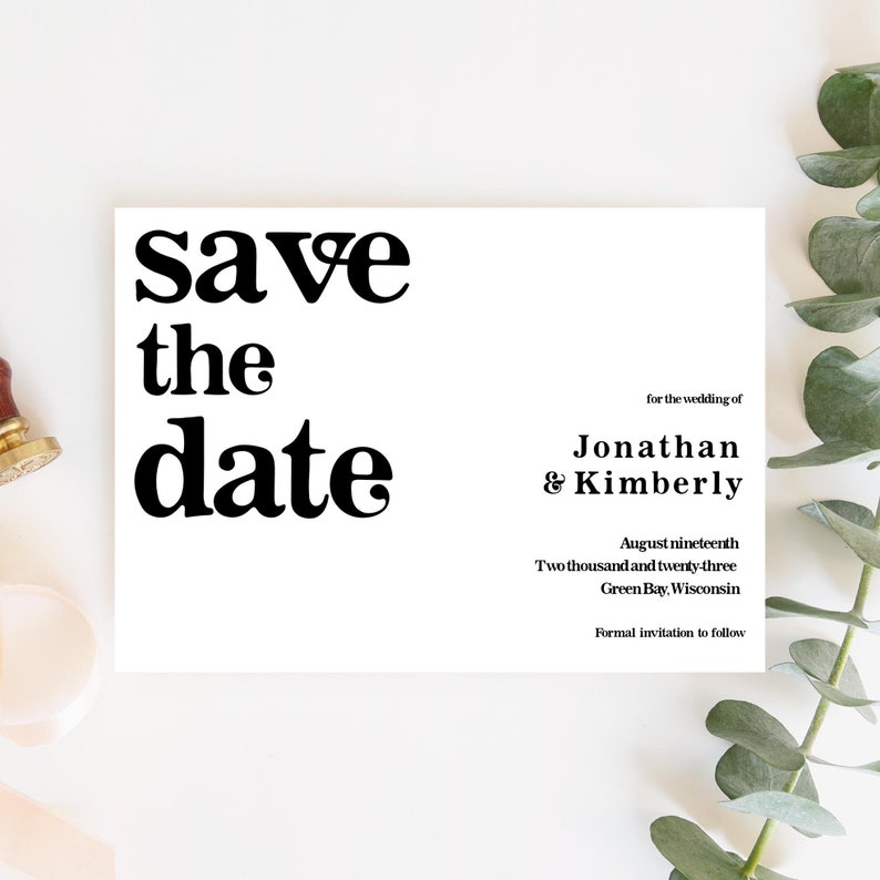 Editable Save The Date Template Download, Vintage Save The Date Cards, Printable Save Our Date Simple, Minimalist Save The Day, Templett image 6