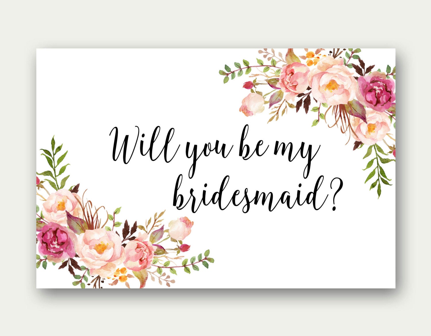 Will You Be My Bridesmaid Printable Bridesmaid Card  Etsy Within Will You Be My Bridesmaid Card Template